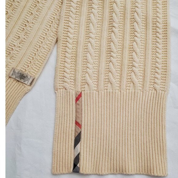 Burberry Authentic Wool/Cashmere Scarf Chunky Oversize Cable Knit Unisex 13 x 86 - Picture 11 of 16